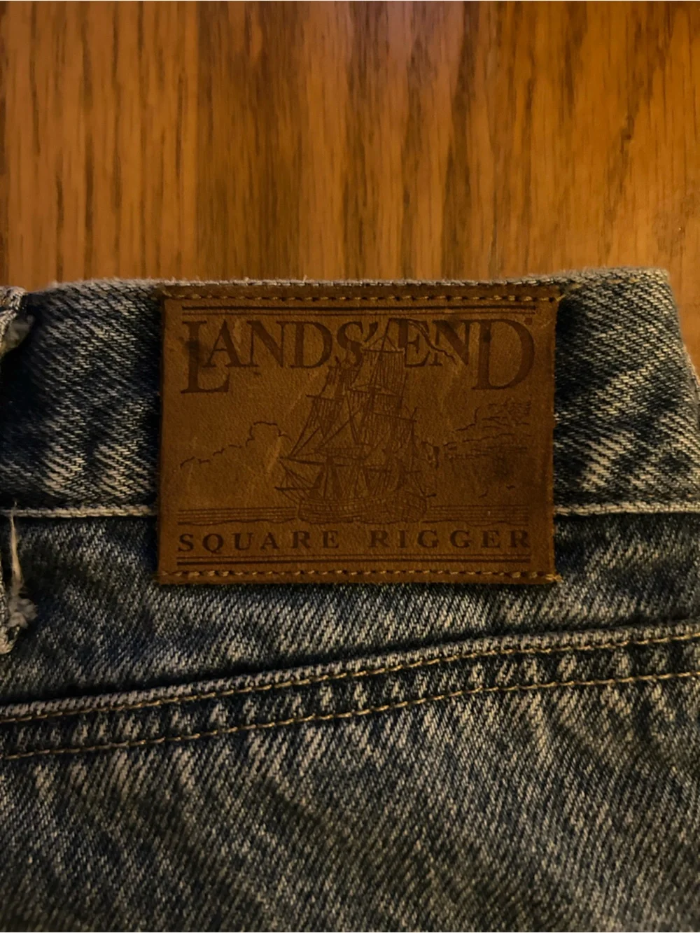 Lands' End Men's Straight Jeans in Light Blue Denim with Flannel Lining